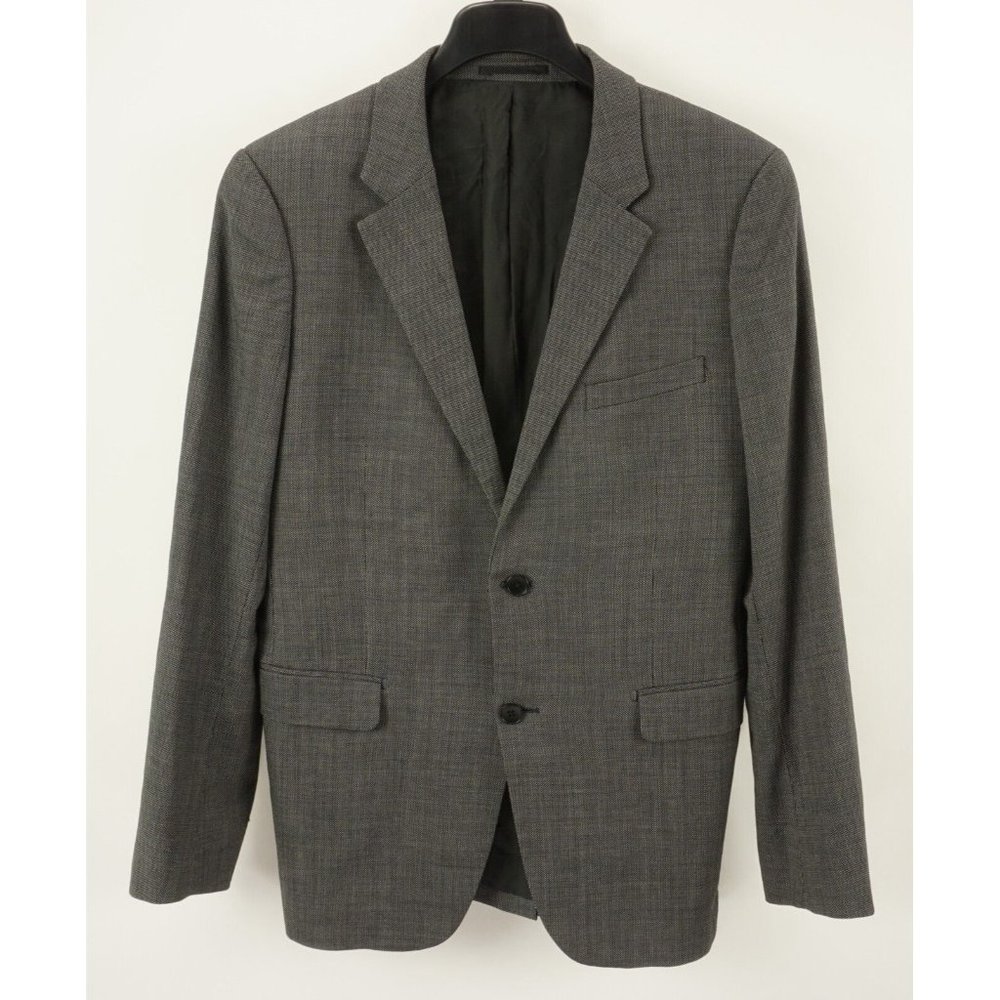 Theory Men's 40R‎ Gray Dobby Weave Wool Blend Stretch Vented Two Button Blazer